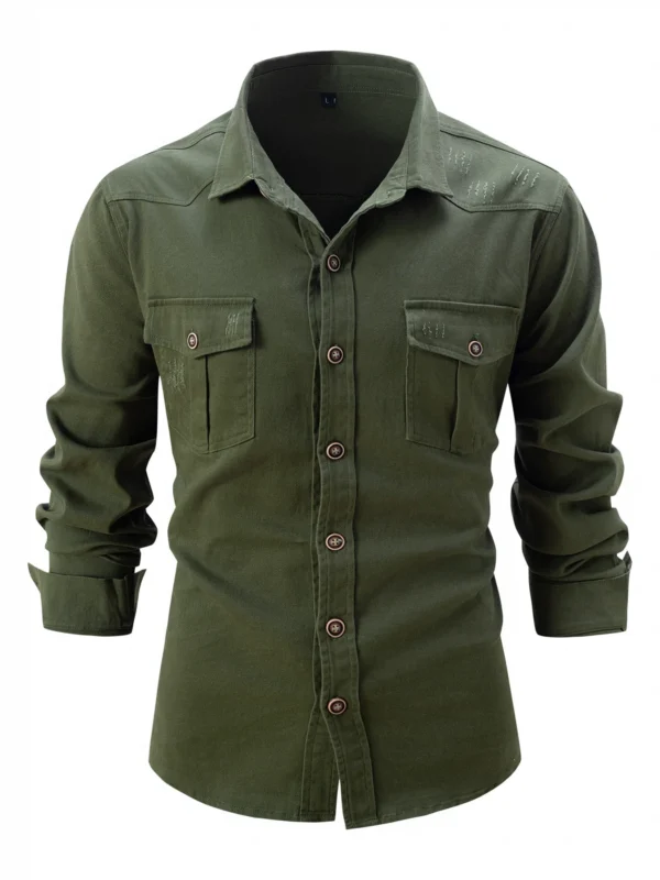 Europe and the United States new spring and autumn fashion men's slim cotton linen cargo pocket casual long-sleeved jacket busin